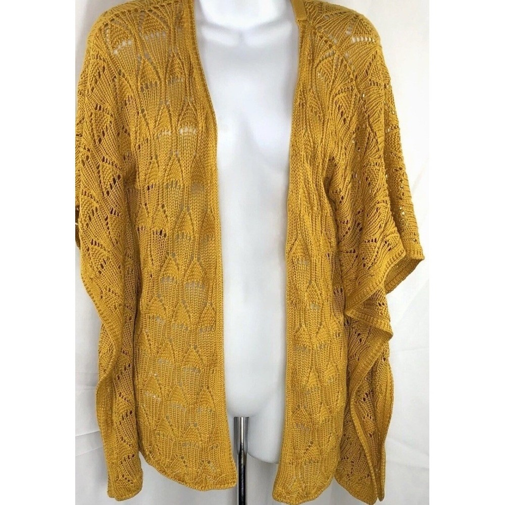 Cato Cardigan Sweater L Gold Open Dolman Sleeve Capsule Cottage Boho Lagenlook
